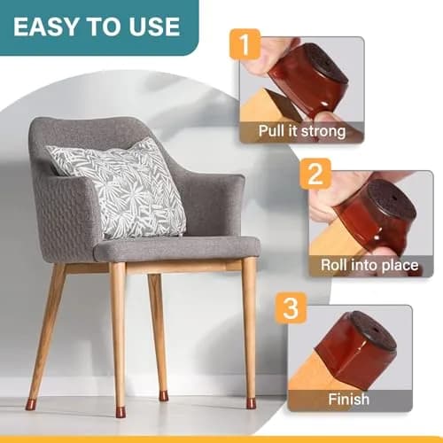 Ansible 24 Pcs Round Silicone Felt Chair Leg Floor Protectors L (33-50mm) | Protect Hardwood & Tile Floors thumbnail 4