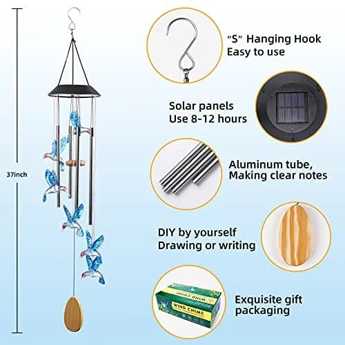 DesGully Wind Chimes 25 Inch Deep Tone Aluminum Tubes Garden Decor Gift thumbnail 7