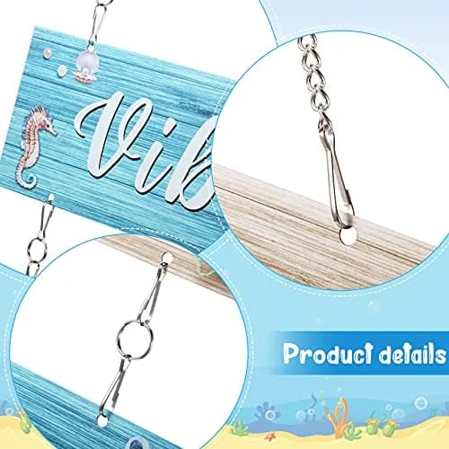 Hotop Metal Coastal Beach Wall Art Decor Good Vibes Only Sign 10 x 4 Inch | Vintage Style Beach Theme thumbnail 3