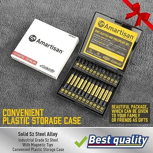 Amartisan 24-Piece Slotted Phillips Drill Bit Set, S2 Alloy Steel, Magnetic Tips, 2.3" Long with Storage Box | Heavy Duty Power Drill Bits for DIY & Professional Use thumbnail 2