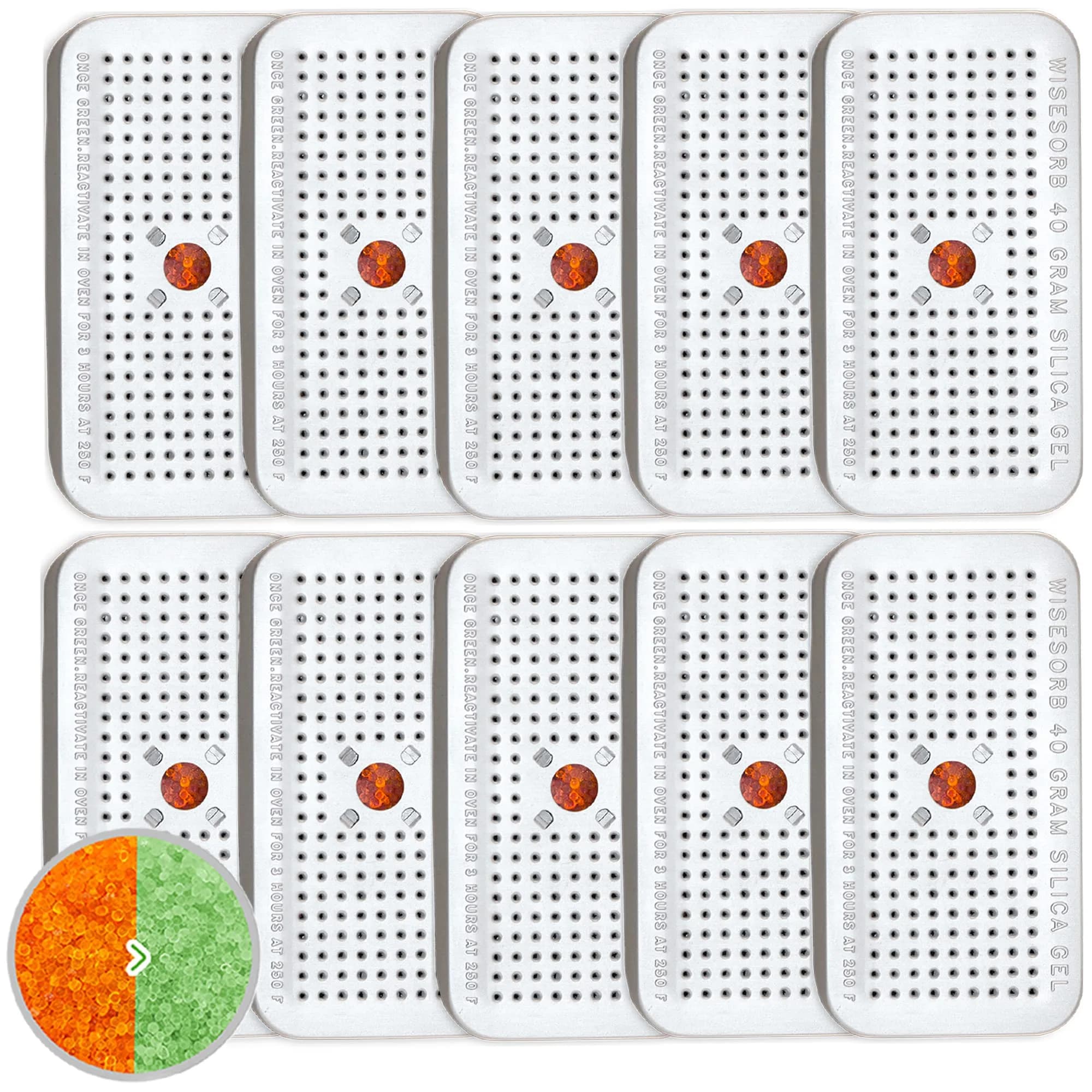 Wisesorb Silica Gel Canister 5 Pack | Reusable Moisture Absorber for Car, Closet, Gun Safe — 40 Gram