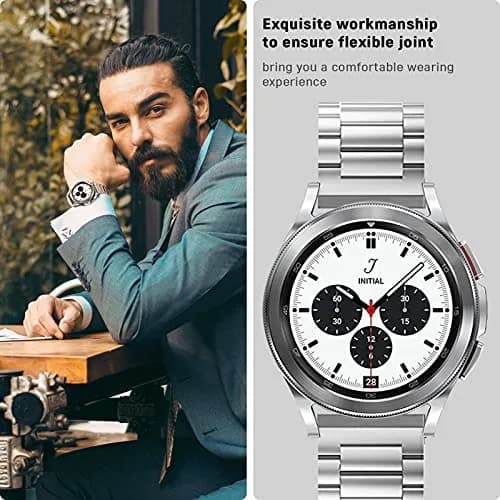SPGUARD Metal Band Compatible with Samsung Galaxy Watch 7 6 5 4 Classic 40mm/42mm/43mm/44mm/45mm/46mm/47mm Silver | Adjustable Stainless Steel Strap thumbnail 4