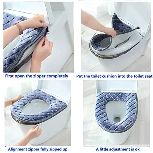 WDSHCR Toilet Seat Cover for Bathroom | Soft Thicker Warmer Washable Cushion with Zipper (Brown) thumbnail 5