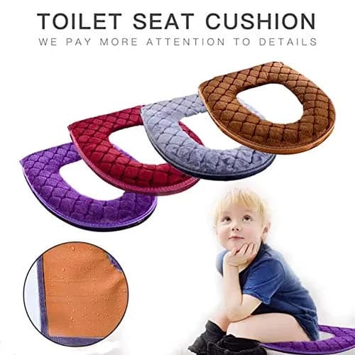 WDSHCR Toilet Seat Cover for Bathroom | Soft Thicker Warmer Washable Cushion with Zipper (Brown) thumbnail 2