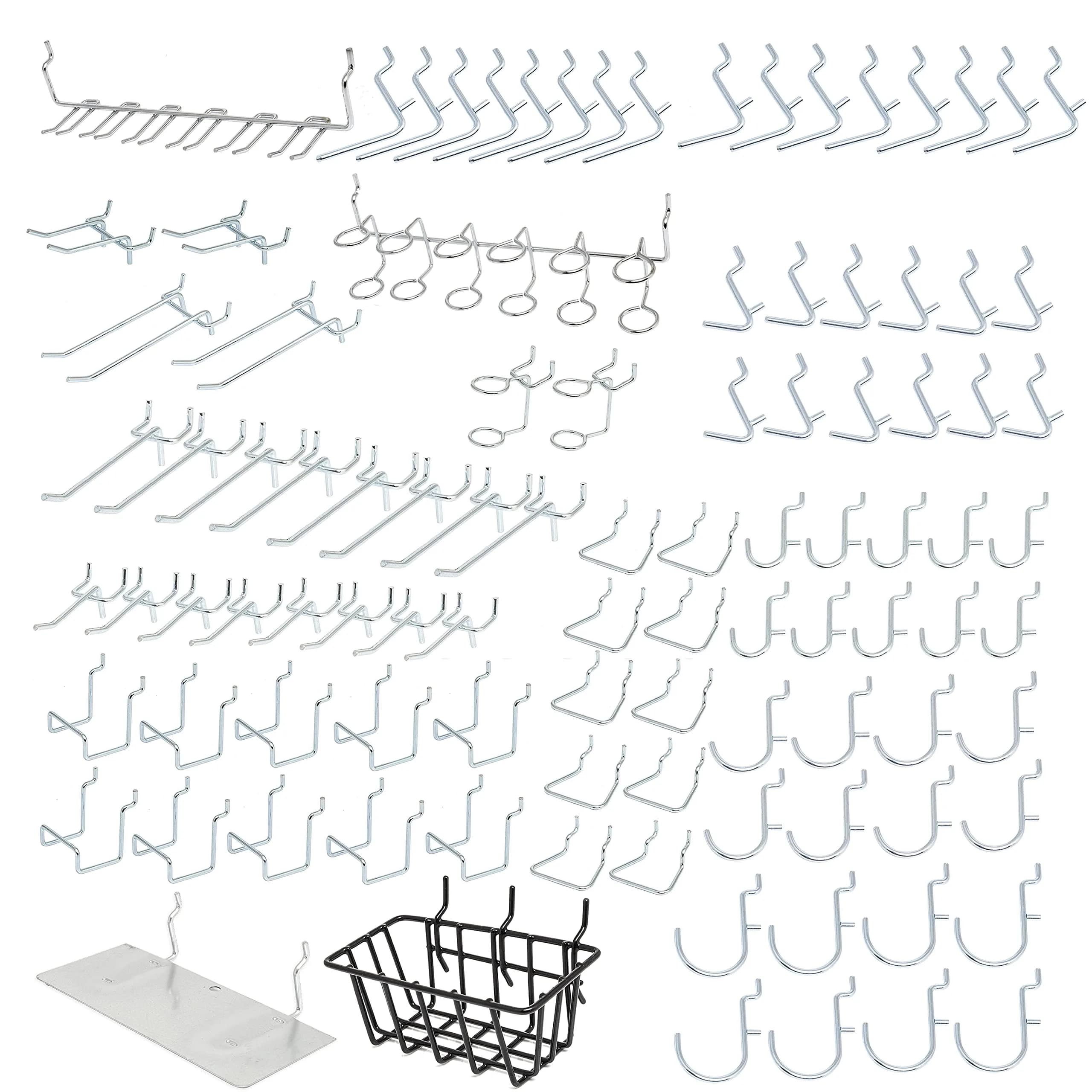Hiltex 100-Piece Pegboard Hook, Basket & Tray Assortment Set for Tool Organization thumbnail 1
