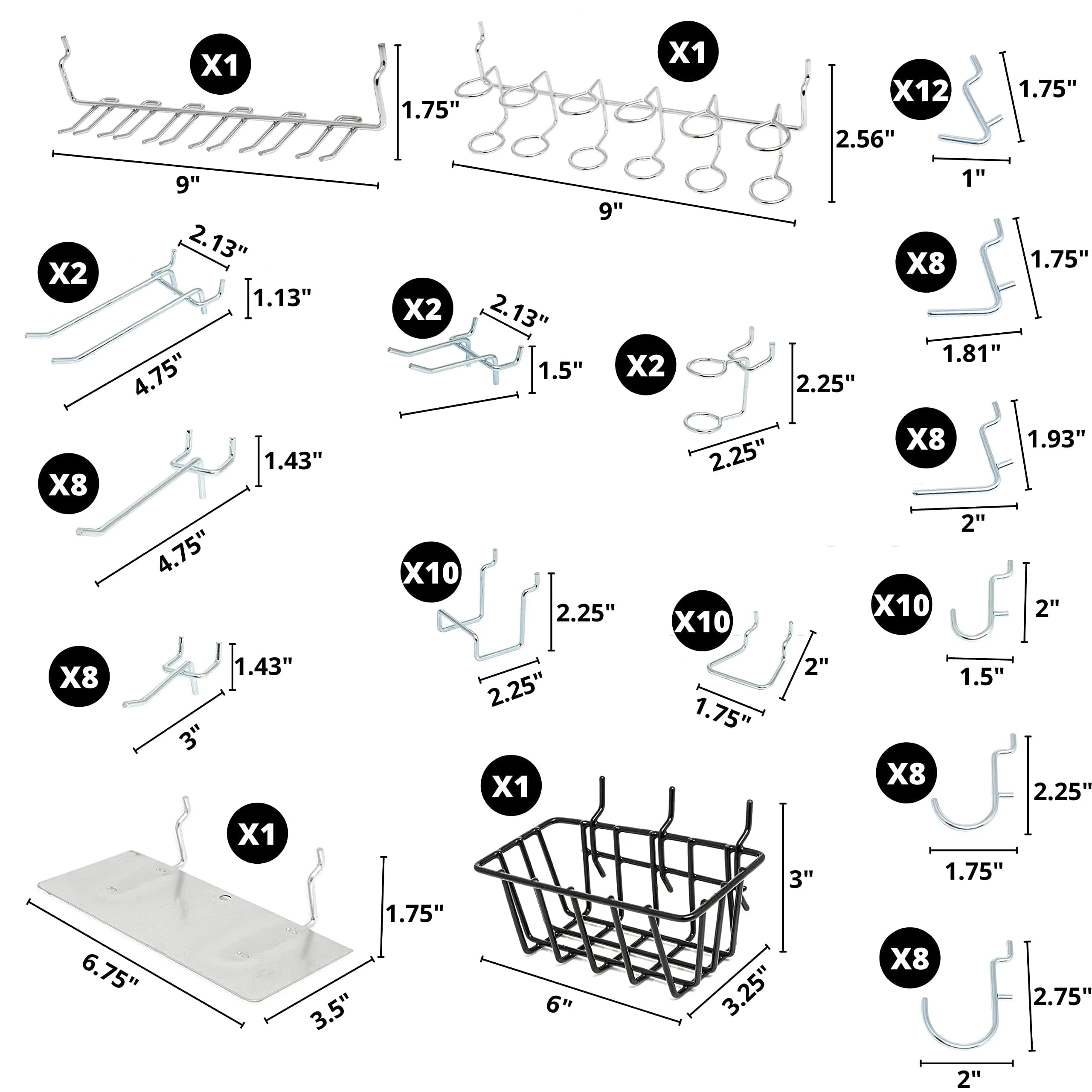 Hiltex 100-Piece Pegboard Hook, Basket & Tray Assortment Set for Tool Organization thumbnail 2