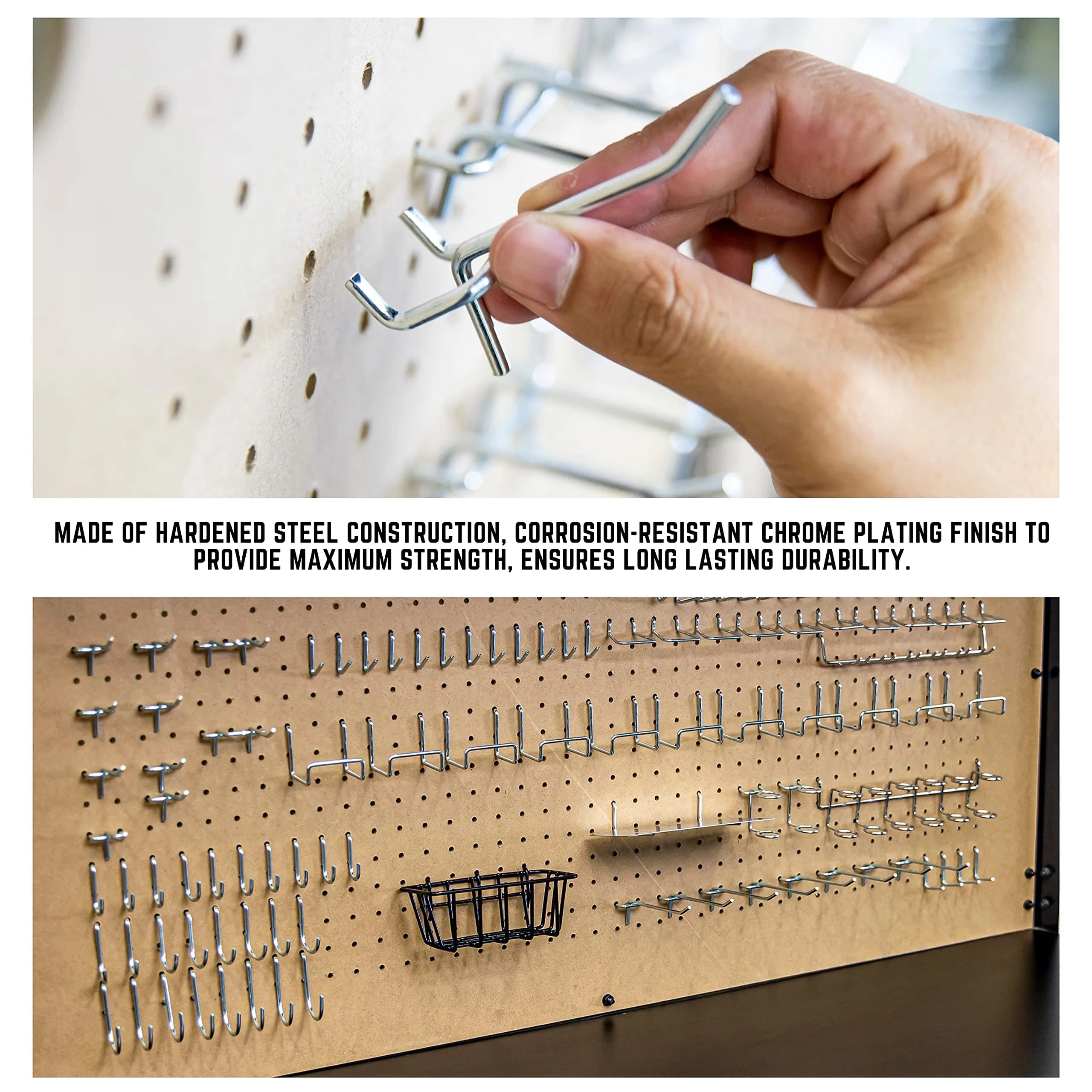 Hiltex 100-Piece Pegboard Hook, Basket & Tray Assortment Set for Tool Organization thumbnail 3