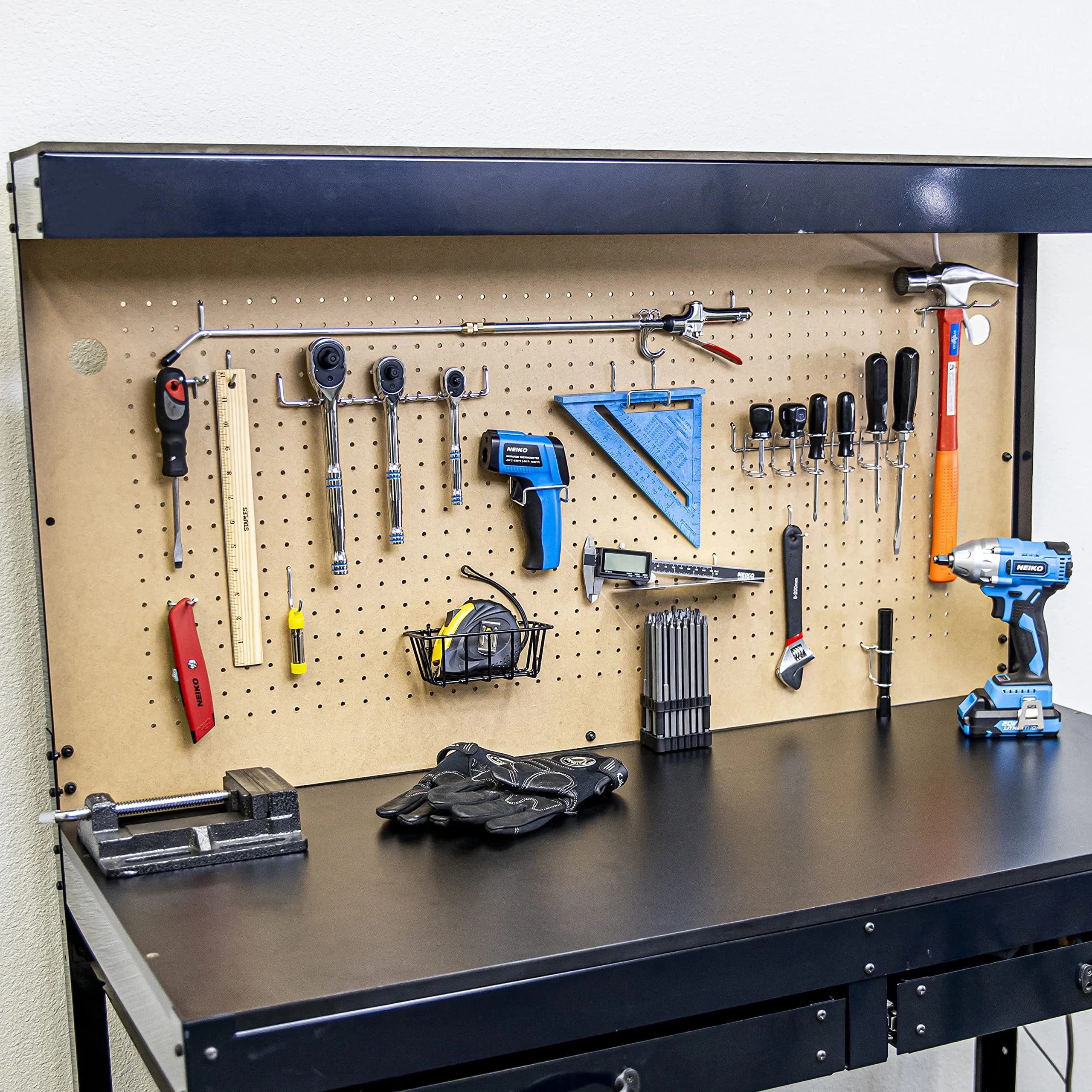 Hiltex 100-Piece Pegboard Hook, Basket & Tray Assortment Set for Tool Organization thumbnail 4