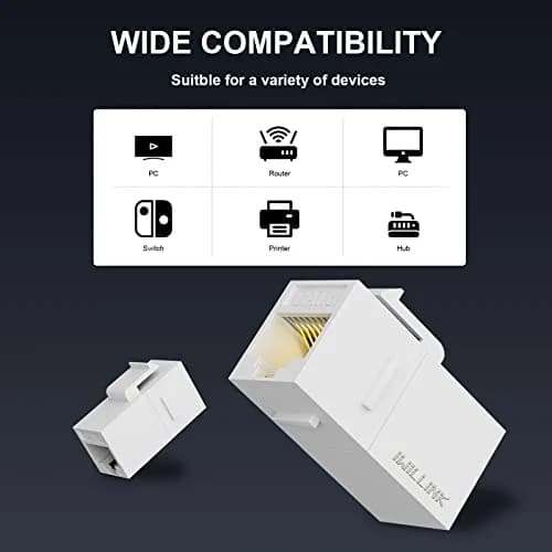 iwillink Cat6 Keystone Coupler 5-Pack, White | Connects Two Ethernet Cables for Stable Gigabit Speeds thumbnail 3