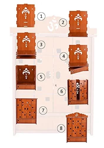 CrazyInk Handmade Wooden Home Temple with Doors & Storage Box | Red, 43cm x 28cm x 19cm thumbnail 7