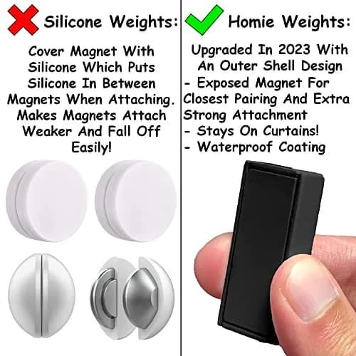 Homie Magnetic Curtain Weights 12 Pack Black | Waterproof Magnets for Shower Liner Outdoor Curtains thumbnail 3