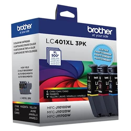Brother Genuine LC401XL High Yield 3-Pack Color Ink Cartridges | 500 Pages Per Cartridge thumbnail 3