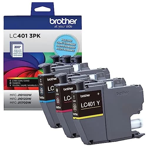 Brother Genuine LC401 Standard Yield 3-Pack Ink Cartridges Cyan Magenta Yellow | Up to 200 Pages Per Cartridge thumbnail 2