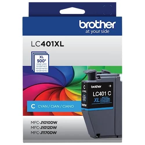 Brother Genuine High Yield Cyan Ink Cartridge LC401XLC | 500 Pages thumbnail 1