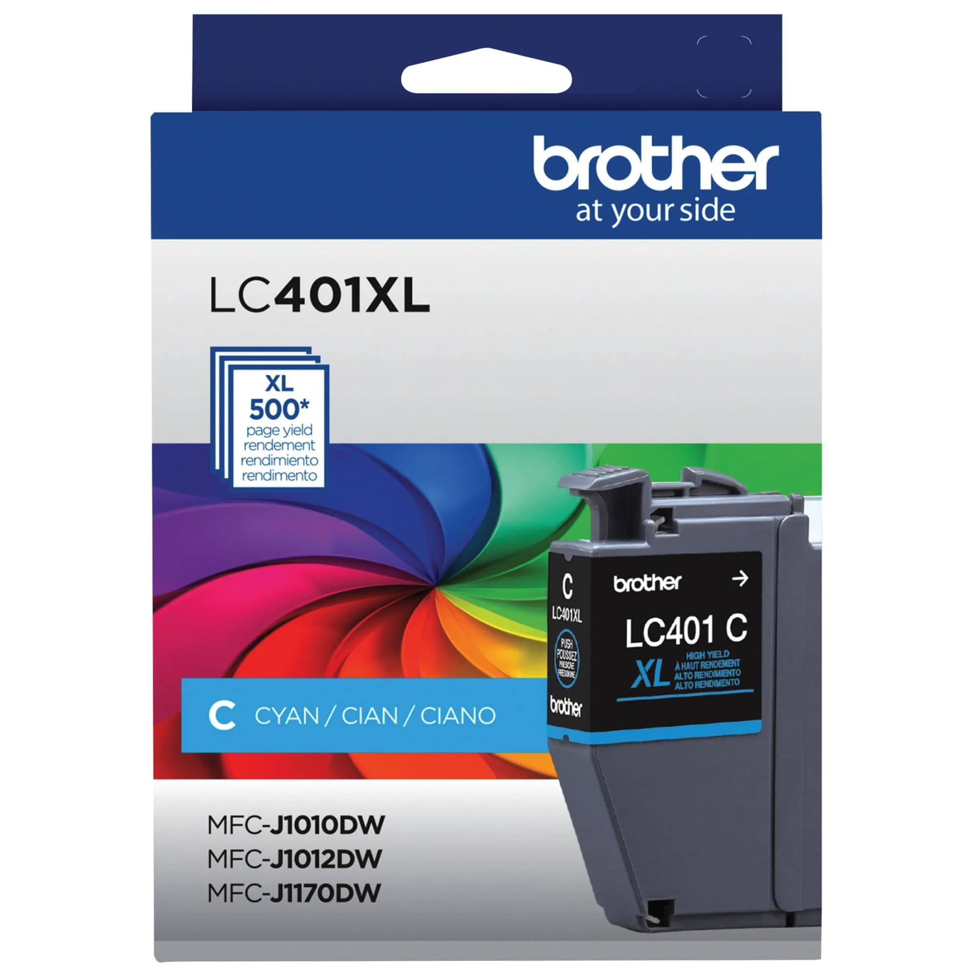 Brother Genuine LC401M Standard Yield Magenta Ink Cartridge | Up to 200 Pages, Water-Based Ink — Cyan / High Yield