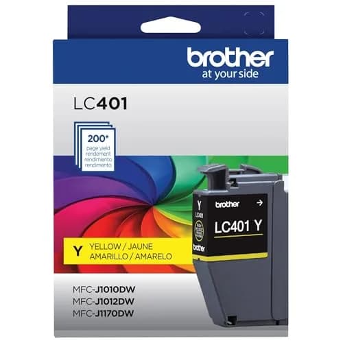 Brother Genuine LC401Y Standard Yield Yellow Ink Cartridge | 200 Pages Yield thumbnail 1