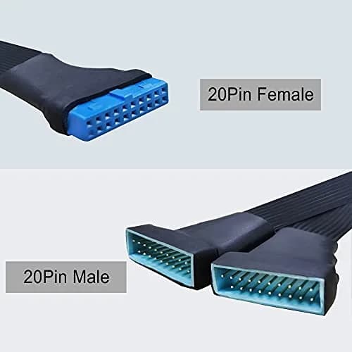GINTOOYUN USB 3.0 19/20 Pin Header Extension Cable 15cm (5.9 inch) | 5Gbps Data Transfer for Motherboards thumbnail 2