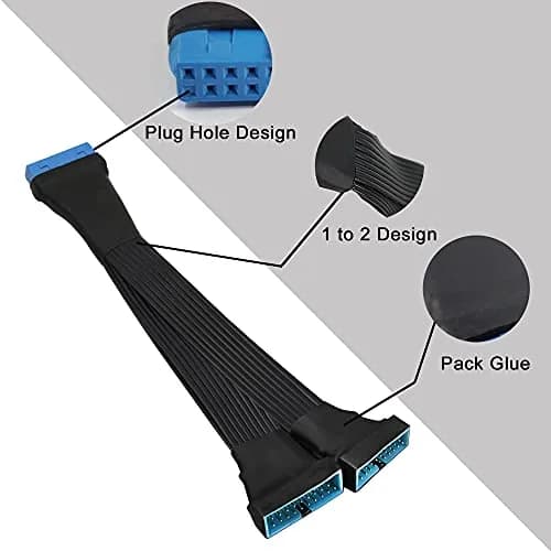 GINTOOYUN USB 3.0 19/20 Pin Header Extension Cable 15cm (5.9 inch) | 5Gbps Data Transfer for Motherboards thumbnail 3