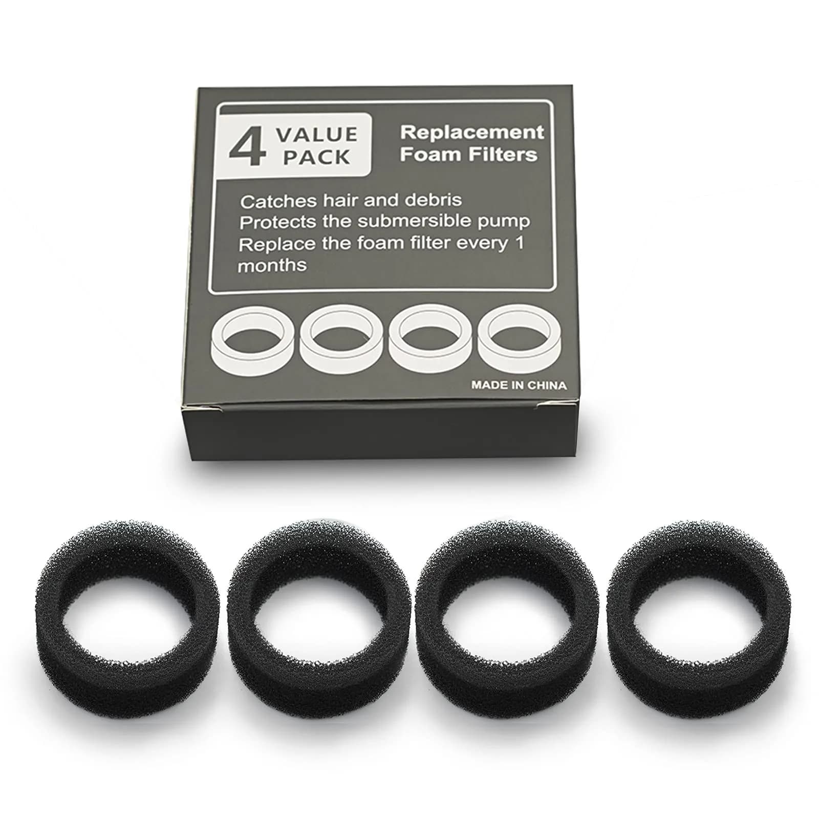 OYES Cat Water Fountain Replacement Filters (8 Pack) | Activated Carbon Ion-Exchange Resin, Compatible with 2.0L/67oz Round Stainless Steel Pet Fountain — Sponge