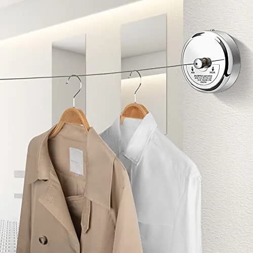Clatoon Retractable Clothesline 2.7m (9ft) | Heavy Duty 304 Stainless Steel Drying Rope for Indoor & Outdoor Use thumbnail 3