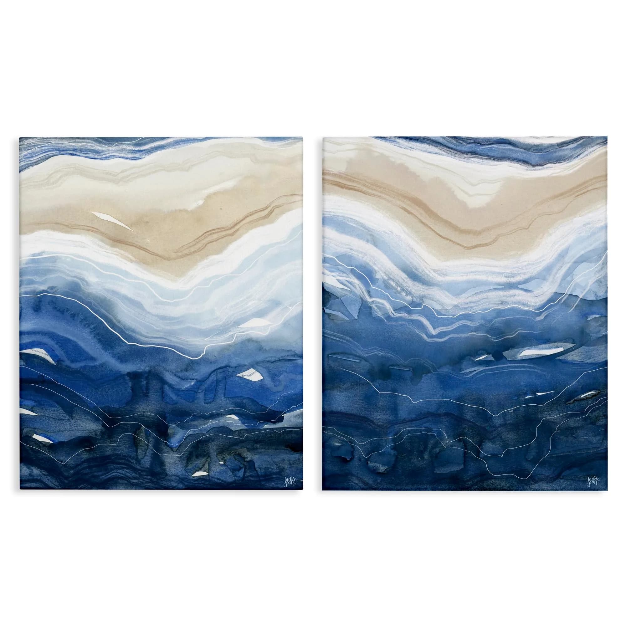 Stupell Industries Abstract Ocean Geode Coastal Canvas Wall Art Set 24 x 30 Inch | Nautical Coastal Decor - main product image