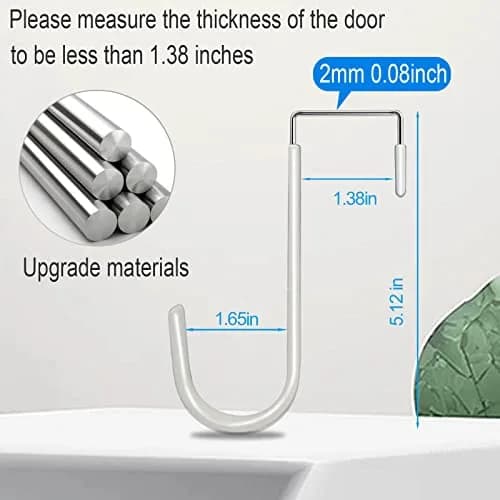 Peasulin 6 Pack Over The Door Hooks | 20 LB Load Capacity, Rubber Surface, White thumbnail 2