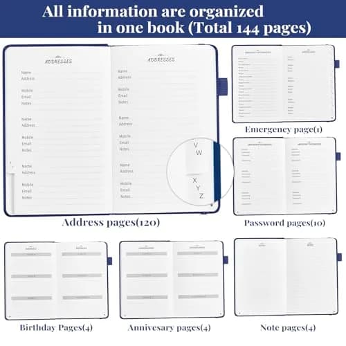 JUBTIC Address Book Password Keeper with Alphabetical Tabs 5.3"x7.7" | Organize Contacts & Passwords thumbnail 4