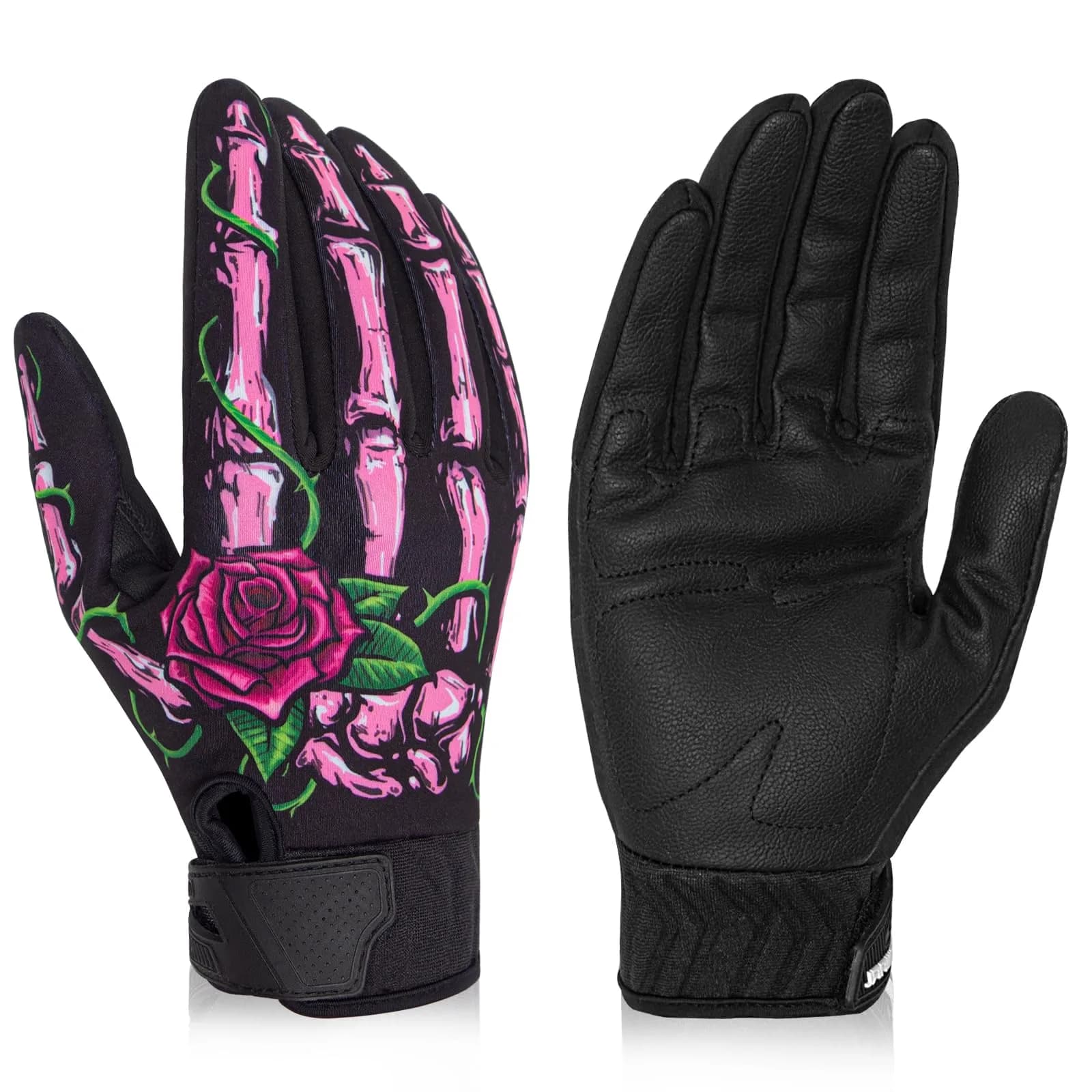 RIGWARL Lightweight Warm Winter Gloves for Men & Women, Black, L | Touchscreen Compatible & Windproof — Rose Skeleton
