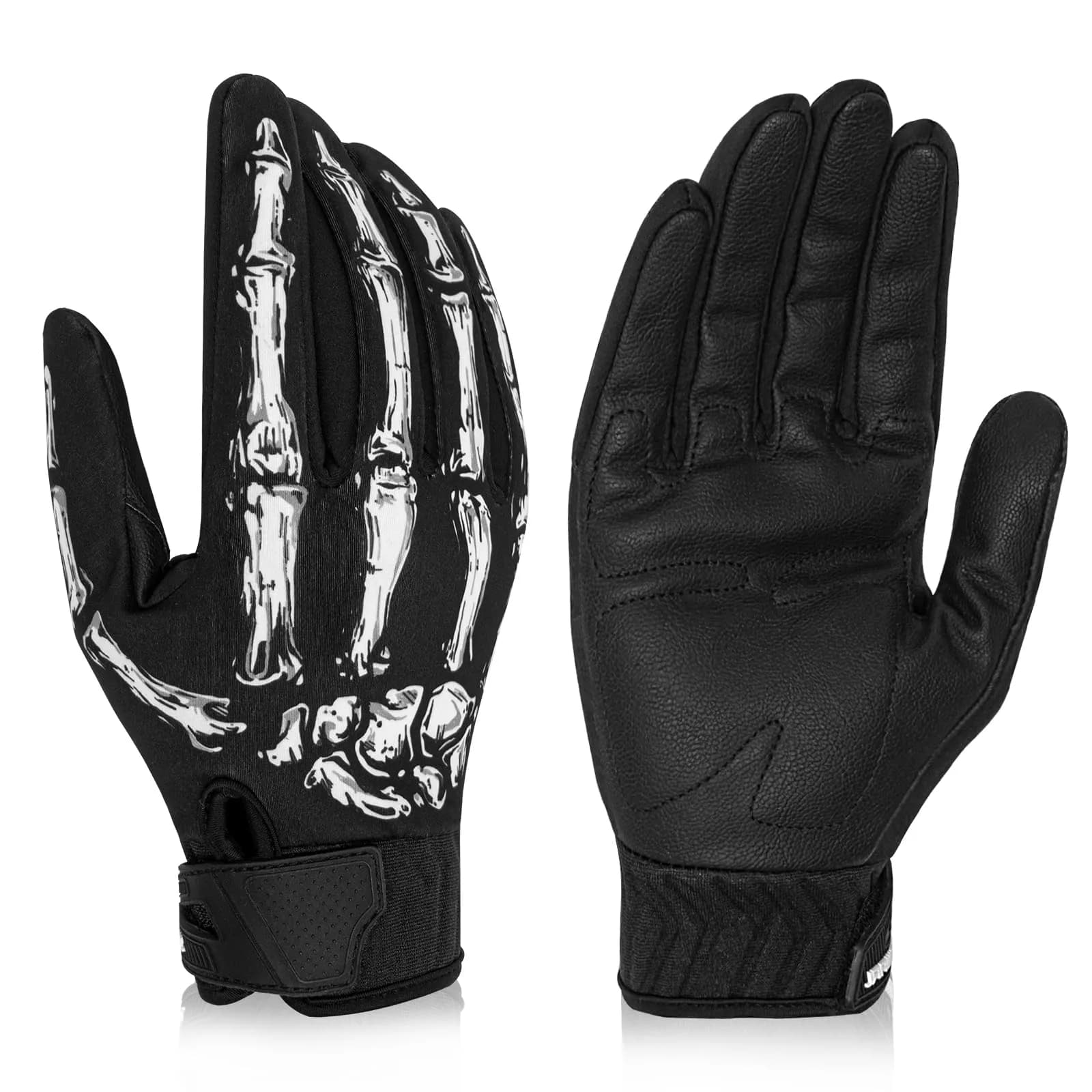 RIGWARL Lightweight Warm Winter Gloves for Men & Women, Black, L | Touchscreen Compatible & Windproof — White Skeleton Classic / Small