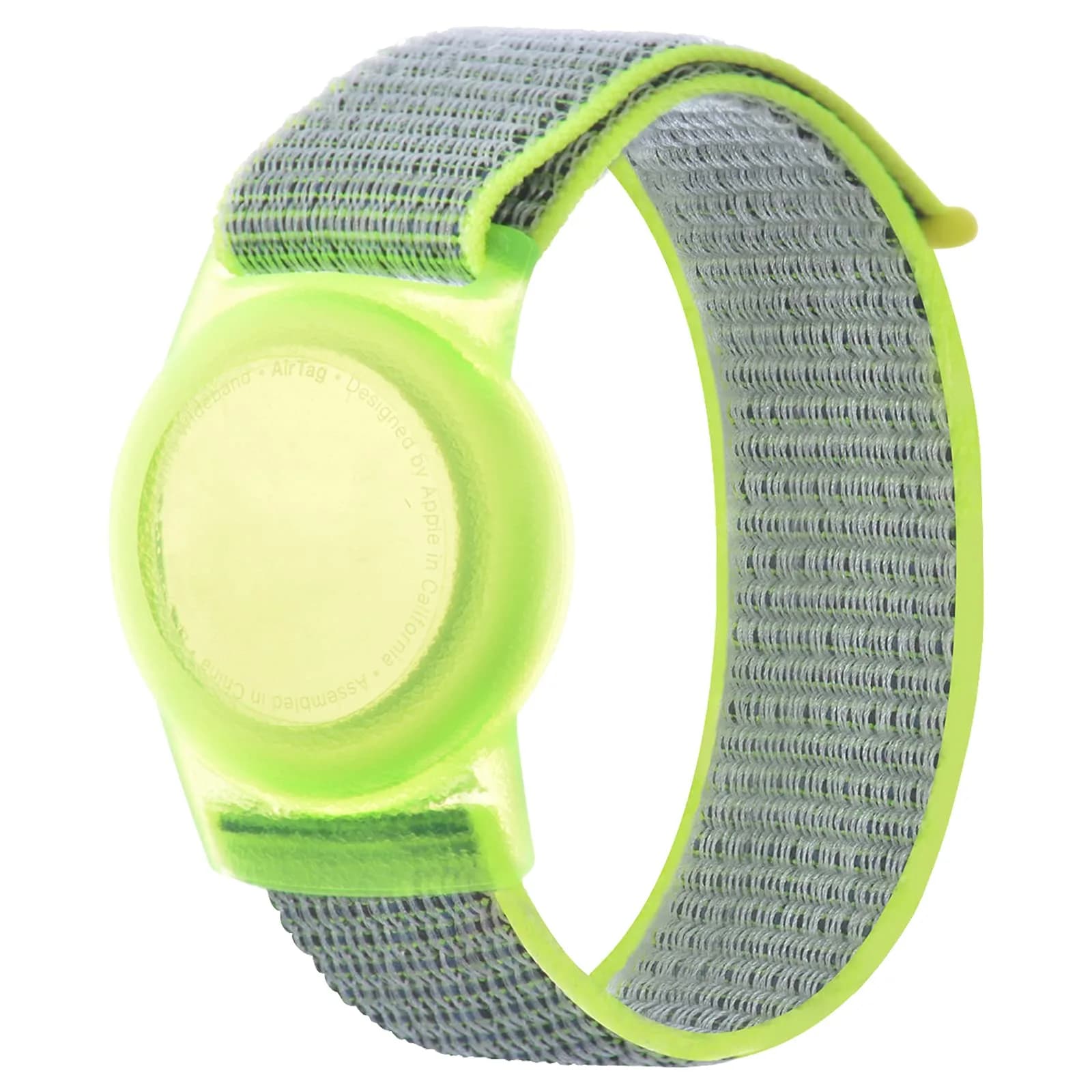 Qonuiy Yellow AirTag Wristband | Adjustable Nylon Watch Band for Kids & Elders