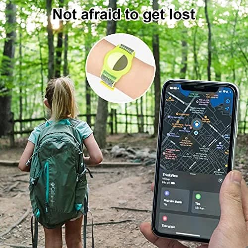 Qonuiy Yellow AirTag Wristband | Adjustable Nylon Watch Band for Kids & Elders thumbnail 4