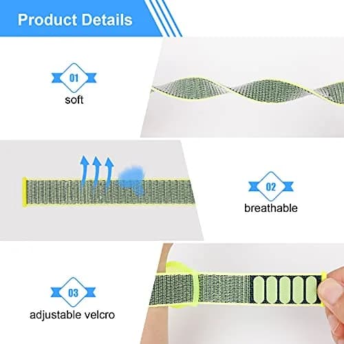 Qonuiy Yellow AirTag Wristband | Adjustable Nylon Watch Band for Kids & Elders thumbnail 3