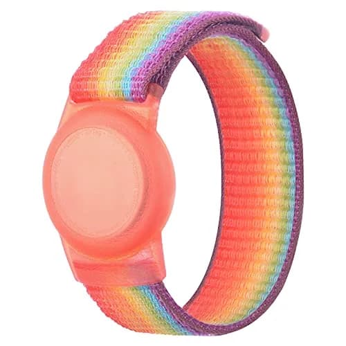 Qonuiy Kids Wristband Compatible with Apple AirTag 18cm Rainbow Nylon Adjustable Anti Lost Band thumbnail 1