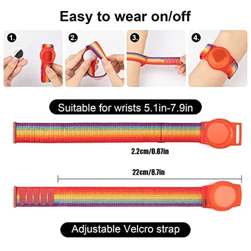 Qonuiy Kids Wristband Compatible with Apple AirTag 18cm Rainbow Nylon Adjustable Anti Lost Band thumbnail 2