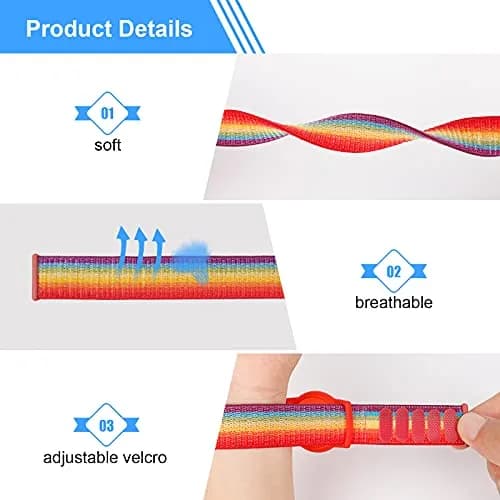 Qonuiy Kids Wristband Compatible with Apple AirTag 18cm Rainbow Nylon Adjustable Anti Lost Band thumbnail 3
