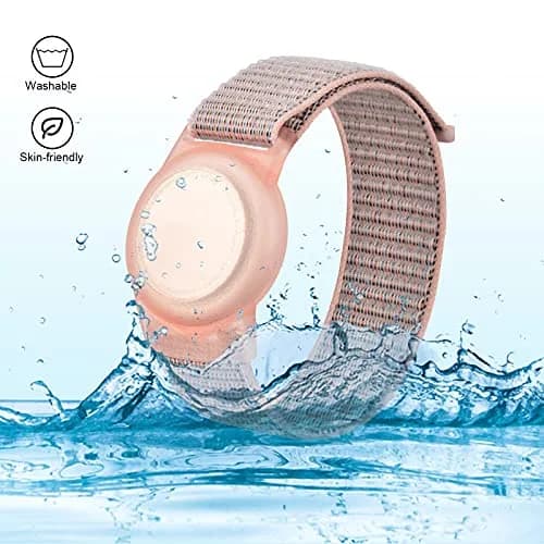 Qonuiy Kids Wristband for Apple AirTag | Adjustable Nylon GPS Tracker Band for Toddler & Elder (Pink, 18cm) thumbnail 5