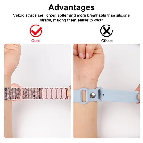 Qonuiy Kids Wristband for Apple AirTag | Adjustable Nylon GPS Tracker Band for Toddler & Elder (Pink, 18cm) thumbnail 7
