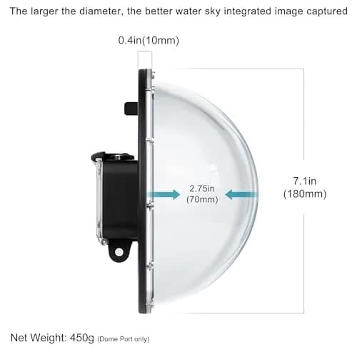 YALLSAME Waterproof Dome Port with Floating Grip for GoPro Hero 8 Black 156g (5.5 oz) | 45m (147ft) Depth Rated thumbnail 3
