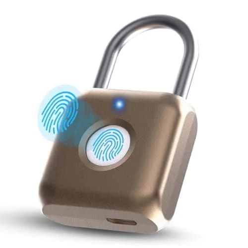 Pothunder Fingerprint Padlock Placer Gold | 62g (2.18 oz) USB Rechargeable Biometric Lock thumbnail 1