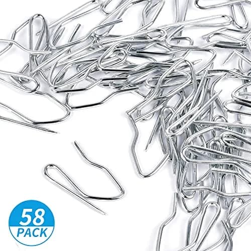 Sopito 58Pcs Metal Curtain Hooks | 3.1cm (1.2") Silver White Pinch Pleat Hooks thumbnail 7