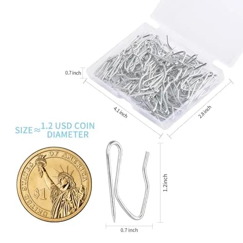Sopito 58Pcs Metal Curtain Hooks | 3.1cm (1.2") Silver White Pinch Pleat Hooks thumbnail 2