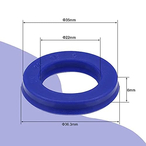 MECCANIXITY UN Radial Shaft Seal 22mm ID x 35mm OD x 6mm Width PU Oil Seal, Blue Pack of 5 | Industrial Hydraulic Cylinder Seal thumbnail 2