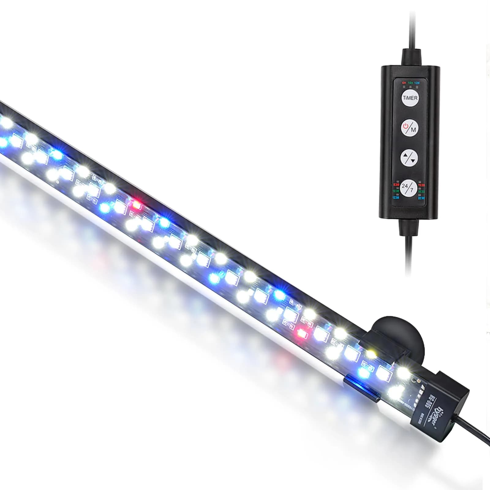 hygger 24/7 Mode Submersible Aquarium LED Light, Full Spectrum Hidden Fish Tank Light with 3 Rows Beads 7 Colors Auto On Off Sunrise-Daylight-Moonlight - main product image