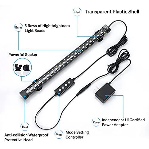 hygger 24/7 Mode Submersible Aquarium LED Light, Full Spectrum Hidden Fish Tank Light with 3 Rows Beads 7 Colors Auto On Off Sunrise-Daylight-Moonlight thumbnail 6