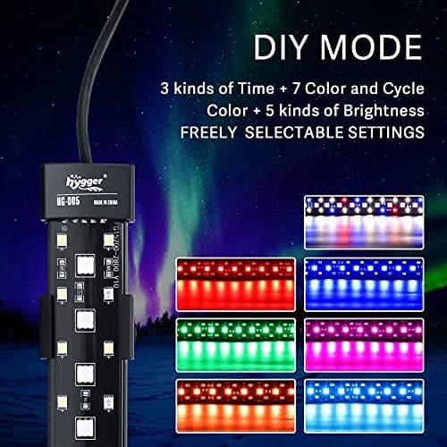 hygger 24/7 Mode Submersible Aquarium LED Light, Full Spectrum Hidden Fish Tank Light with 3 Rows Beads 7 Colors Auto On Off Sunrise-Daylight-Moonlight thumbnail 3