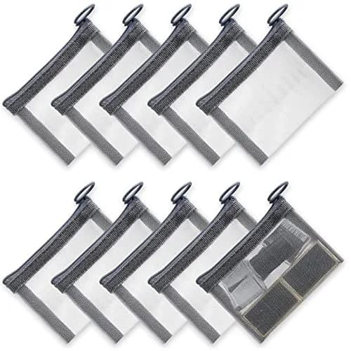 Frienda 10 Pcs Small Mesh Zipper Bags 12.7cm x 10.16cm (5" x 4") | Grey Nylon Cosmetic Travel Pouches thumbnail 1