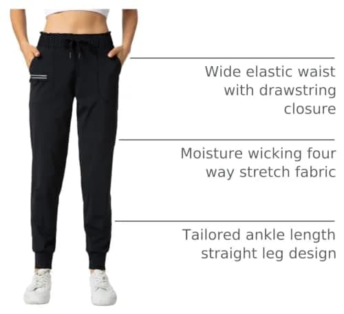 Haowind Women's Lightweight Athletic Joggers with Pockets, Mid Rise Tapered Sweatpants, 30in (76cm) Inseam | Moisture-Wicking Four-Way Stretch thumbnail 4