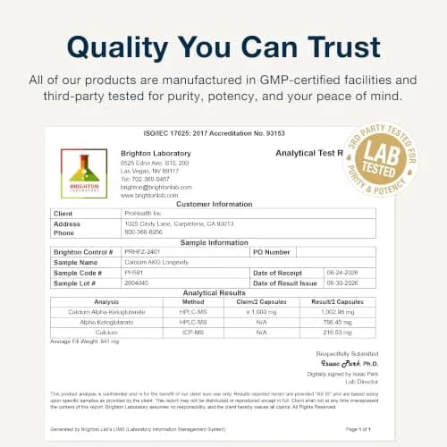ProHealth Ca AKG Supplement 1000 mg | Supports Bone & Mitochondrial Health thumbnail 8
