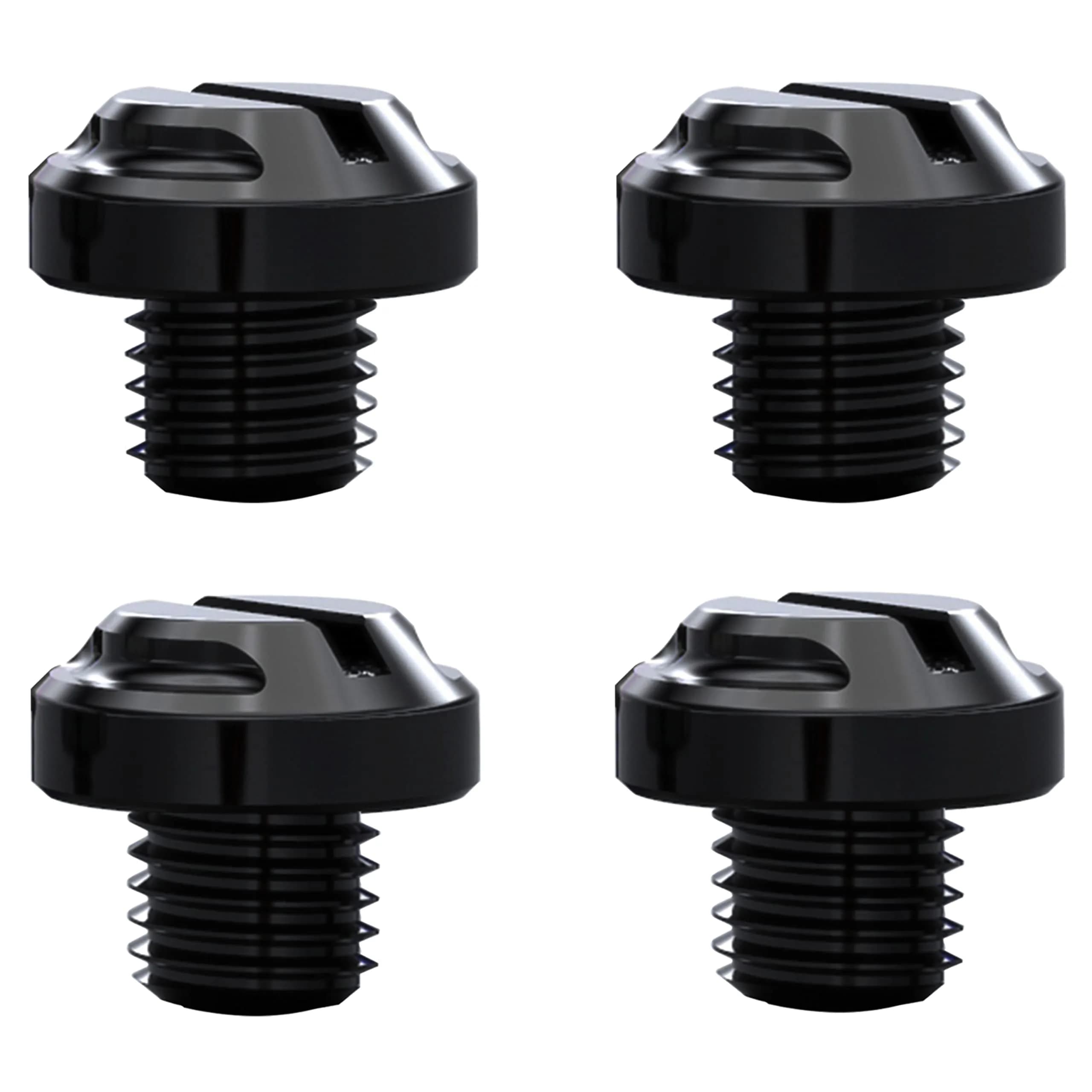 AVERZELLA Black CNC Motorcycle Mirror Hole Plugs Screws Bolts M10x1.25 (4-Pack, 2 Regular + 2 Reverse)
