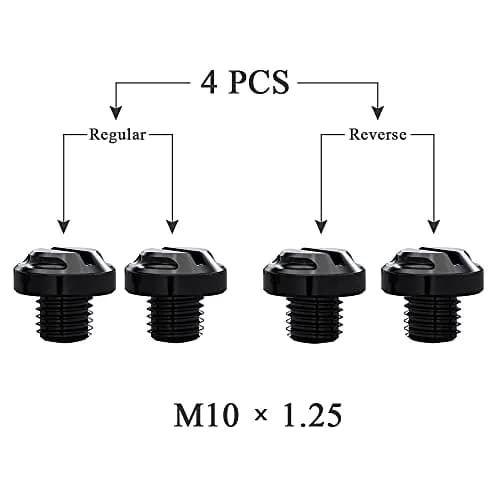 AVERZELLA Black CNC Motorcycle Mirror Hole Plugs Screws Bolts M10x1.25 (4-Pack, 2 Regular + 2 Reverse) thumbnail 2